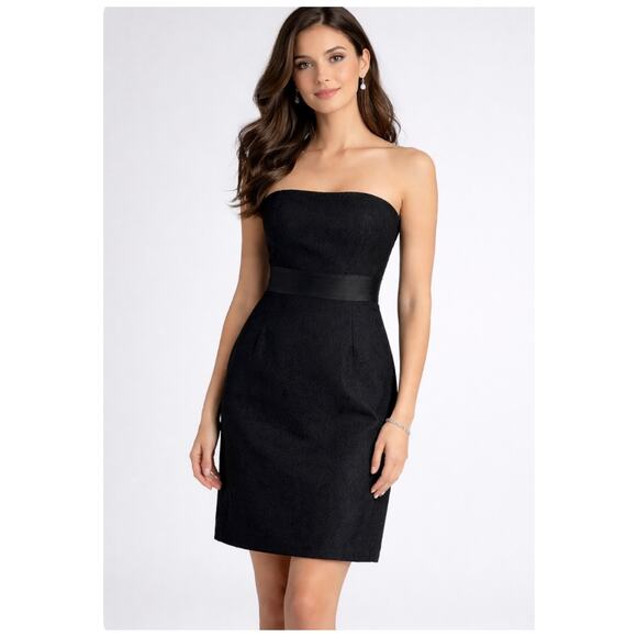 Ann Taylor Dresses & Skirts - Ann Taylor Petites Black Strapless Wool Blend Jacquard Dress Size 10P